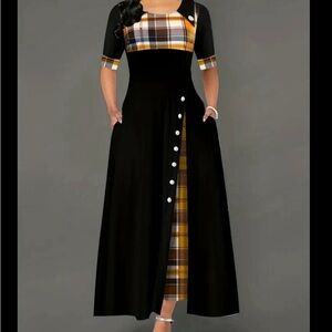 Elegant Black Plaid Dress